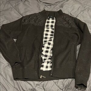 Boys Black Quilted Zip-Up Jacket